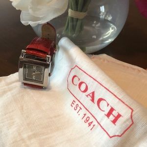 Ladies Coach wrist watch with red leather band